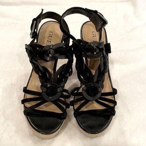 Black Guess Summer Wedges, Size 7.5
